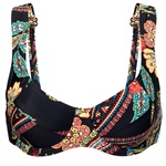Abecita Black Forest Wired bra. Bikinioberteil mit Bügel im schönen Paisley Muster mit verstellbaren Trägern. Gefütterten Körbchen und Korsettst...