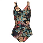Abecita Black Forest Kanters Swimsuit. Klassisch geschnittener, eleganter Badeanzug. Schönes Paisley Motiv mit Taschen für Brust-Prothesen.


