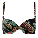 Abecita Black Forest Padded bra. Geformter und gepolsterter Bikinioberteil in einem schönen Paisley Muster.

